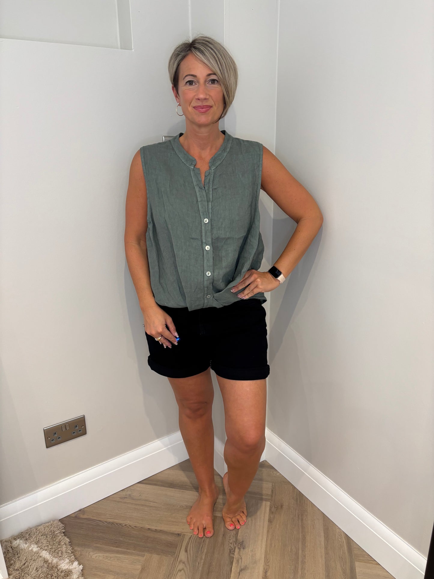 Linen Style Top in Khaki