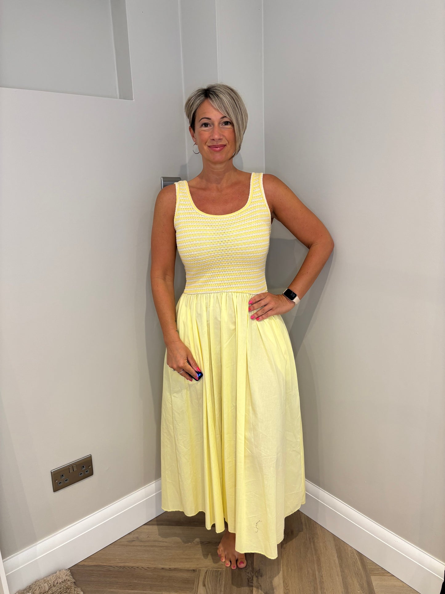 Vest Style Maxi Dress in Yellow