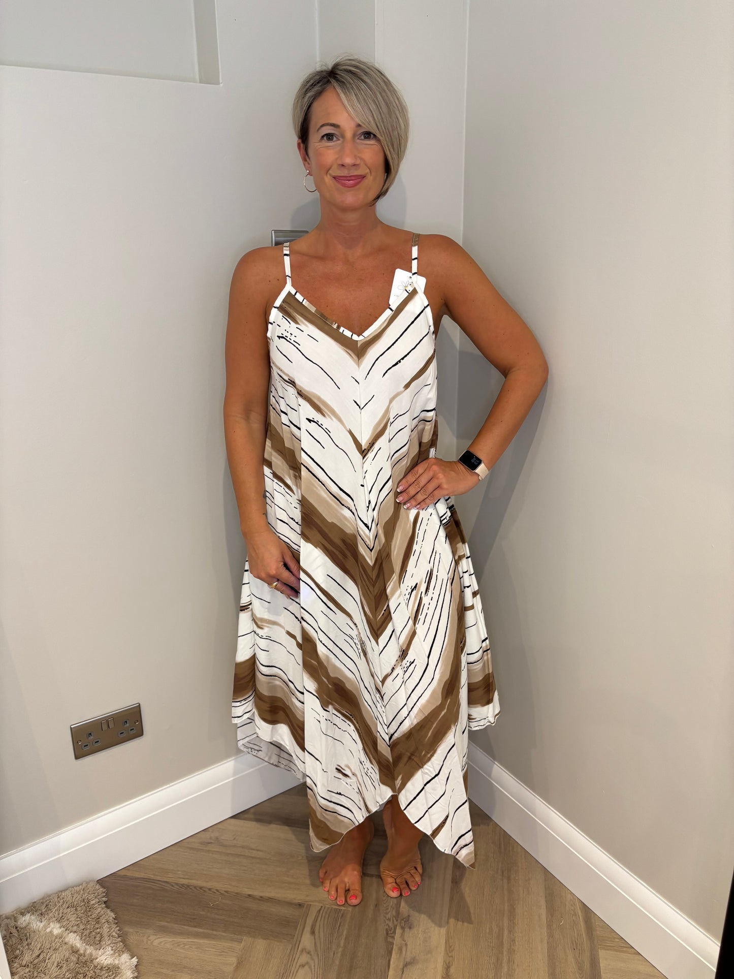 Strappy Detail Dress in Brown