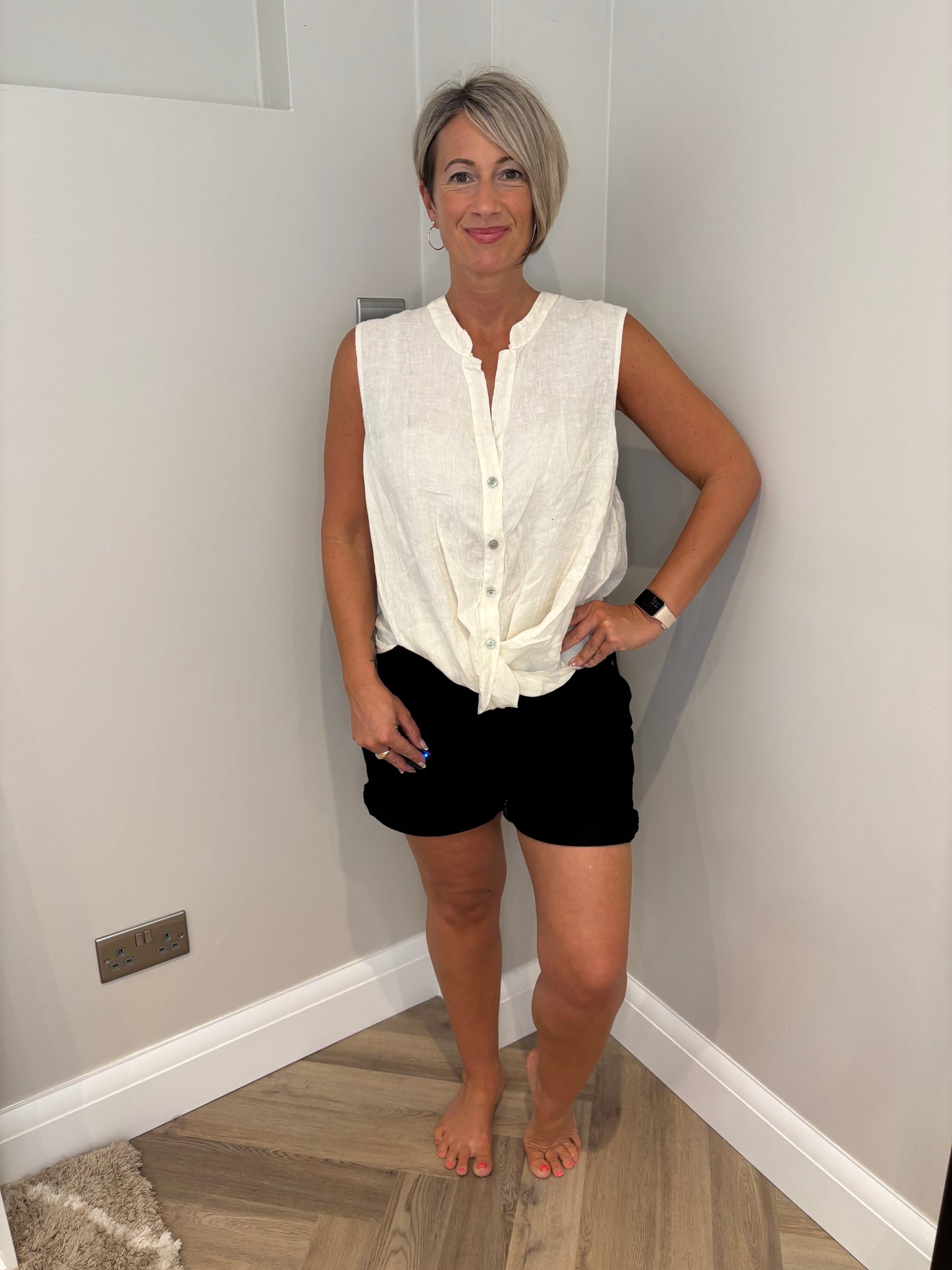 Linen Style Top in Beige