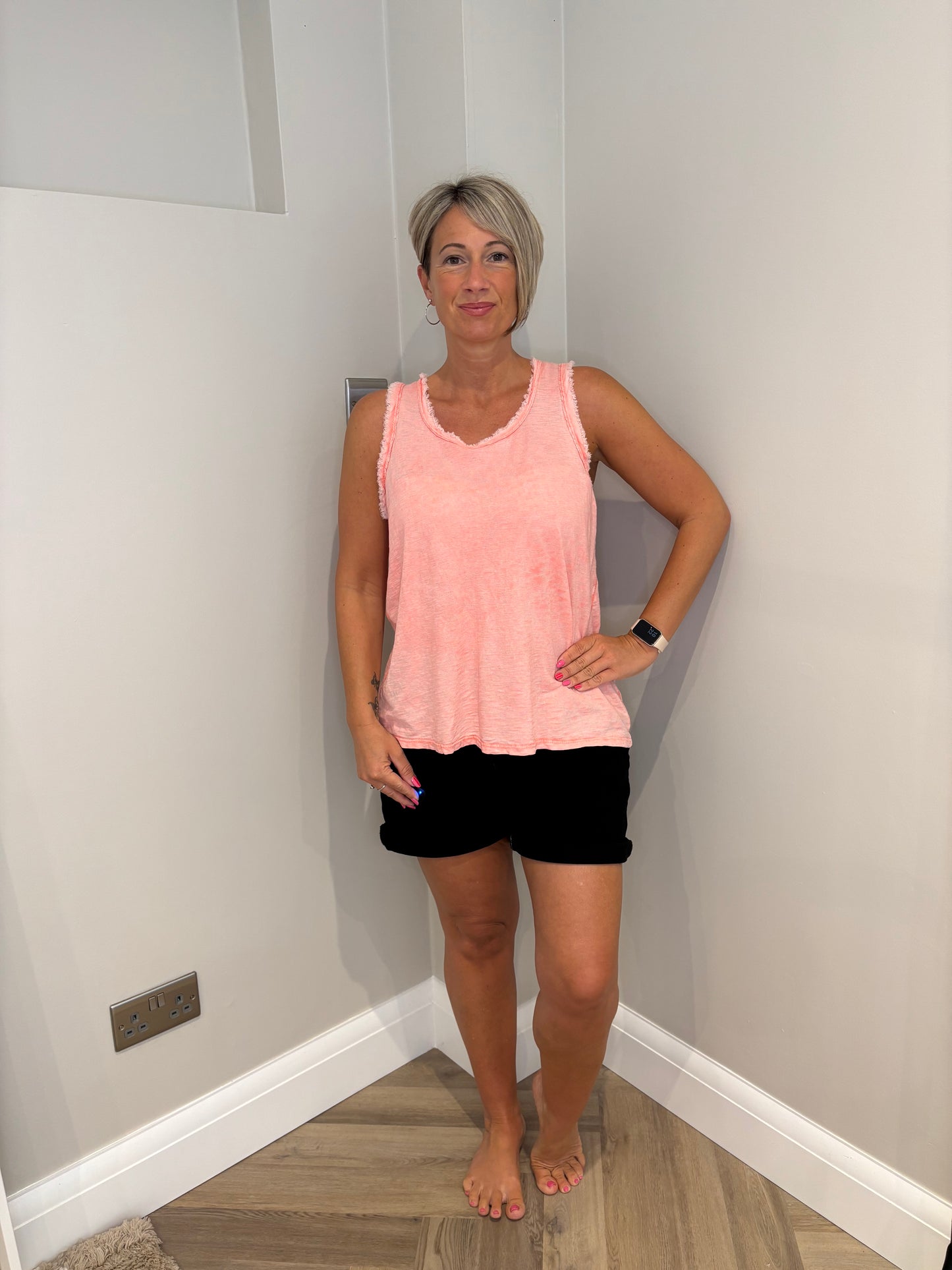 Basic Washed Vest in Pink