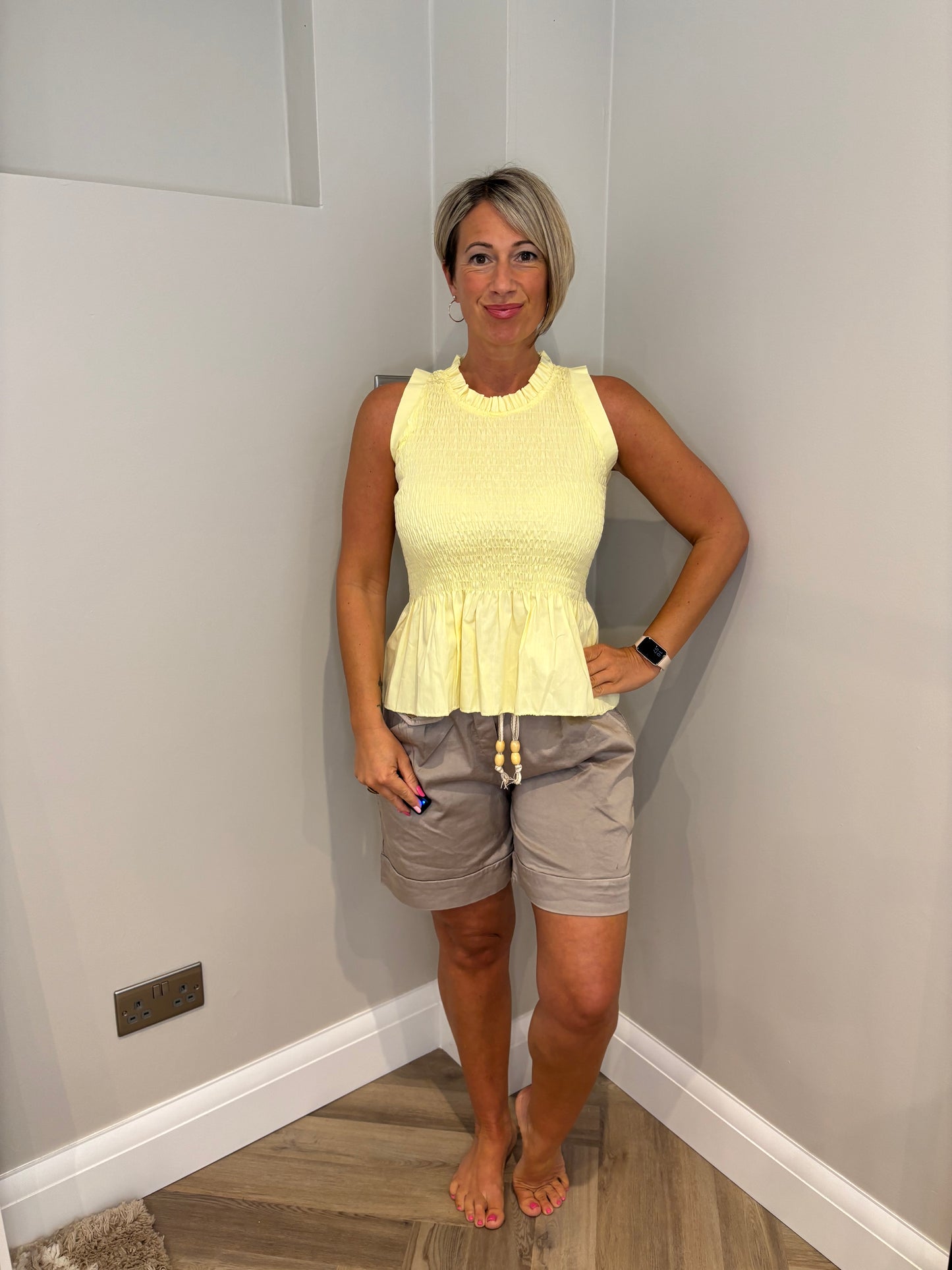 High Neck Bardot Top in Yellow