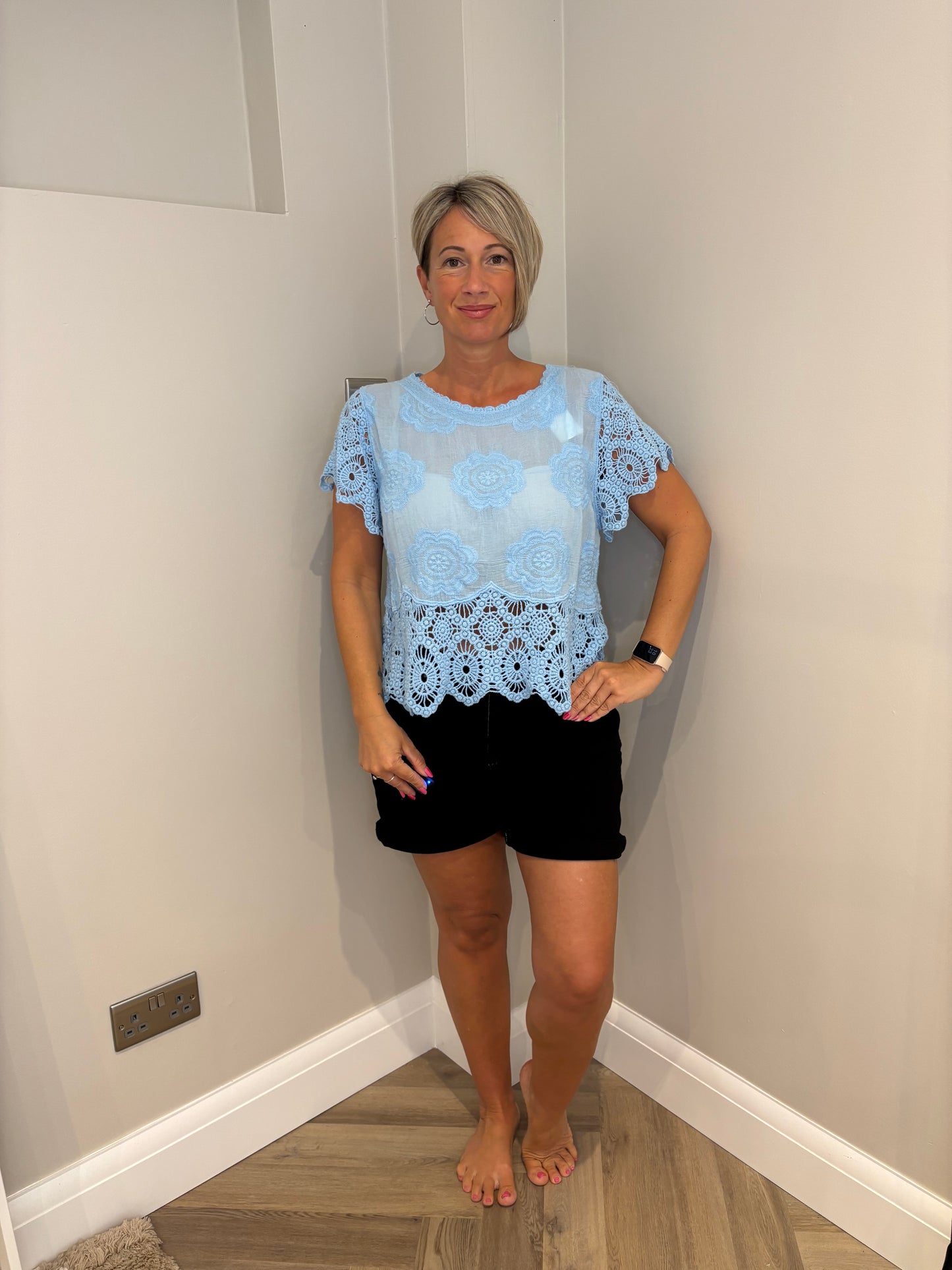 Lace Detail Top in Blue