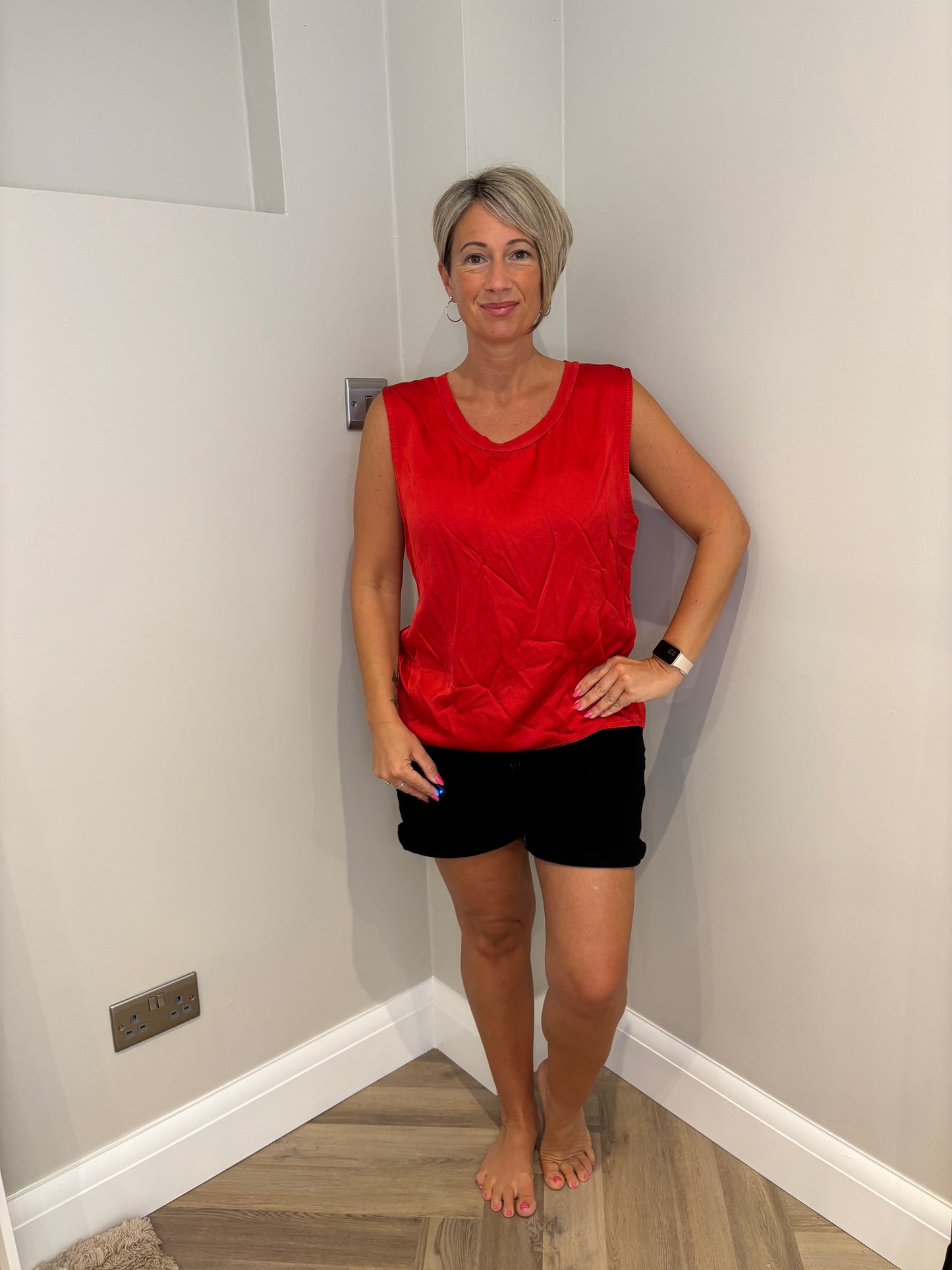 Basic Satin Vest in Red