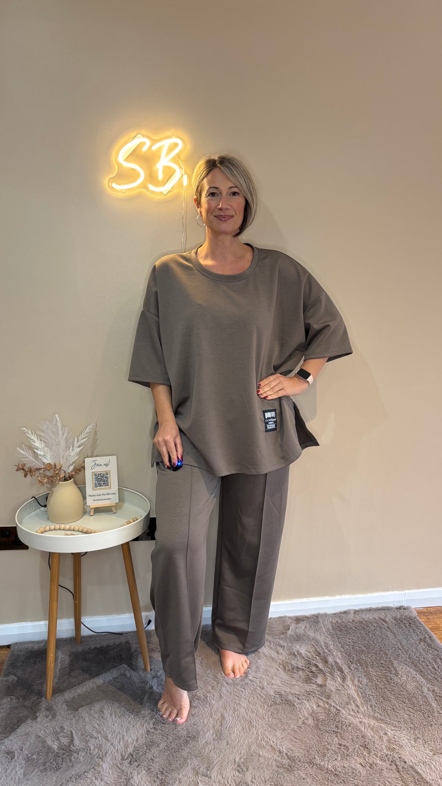 Wide Leg Tee Loungeset in Mocha