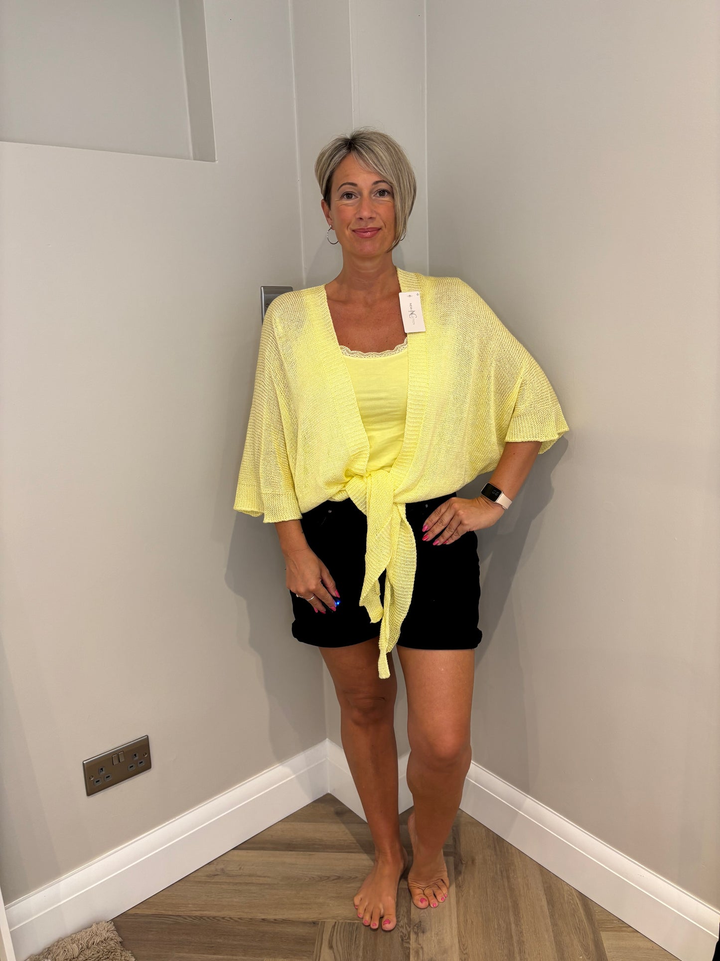 Tie Wrap Knit Cardigan in Yellow