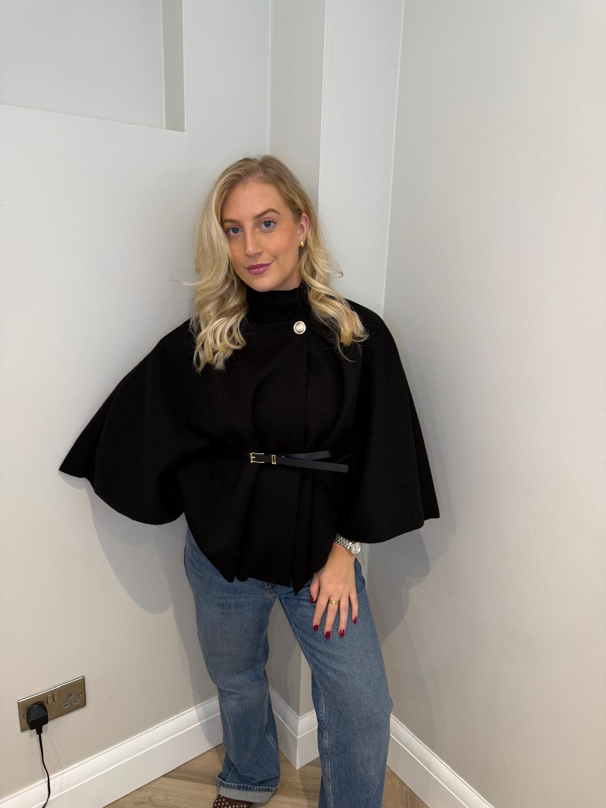 Belted Cape in Black