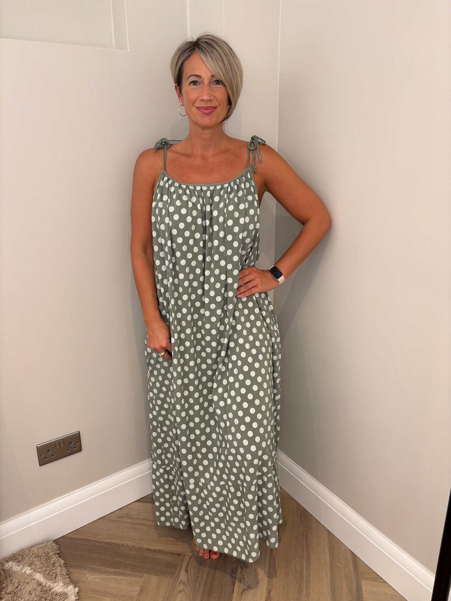 Spot Maxi Dress in Khaki