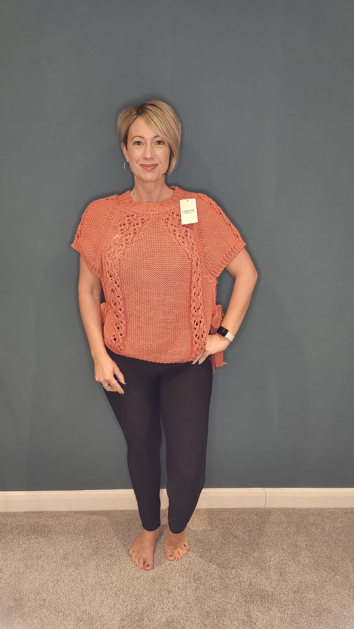 Knit Tie Side Waistcoat in Burnt Orange