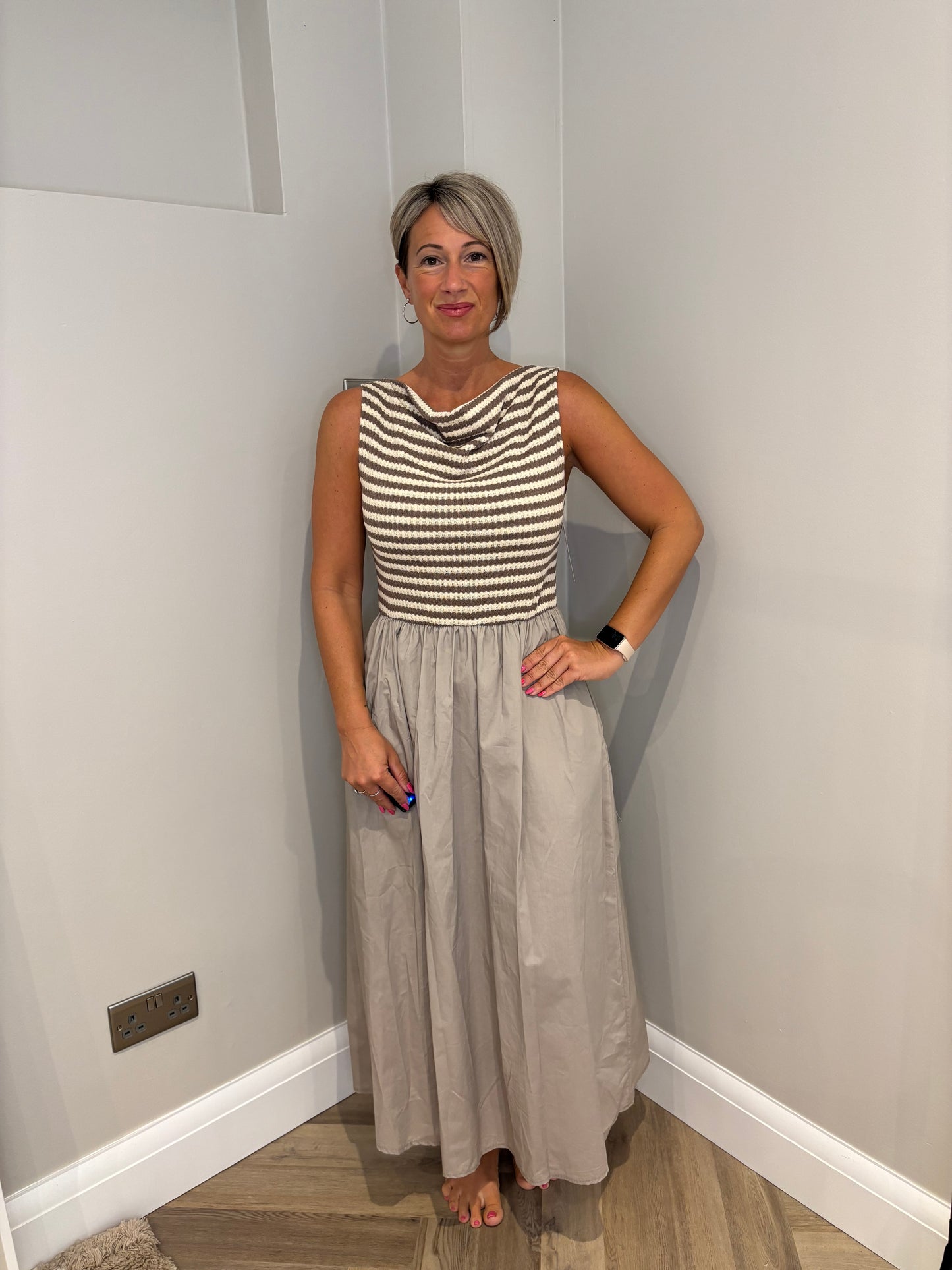 Cowls Neck Maxi Dress in Mocha