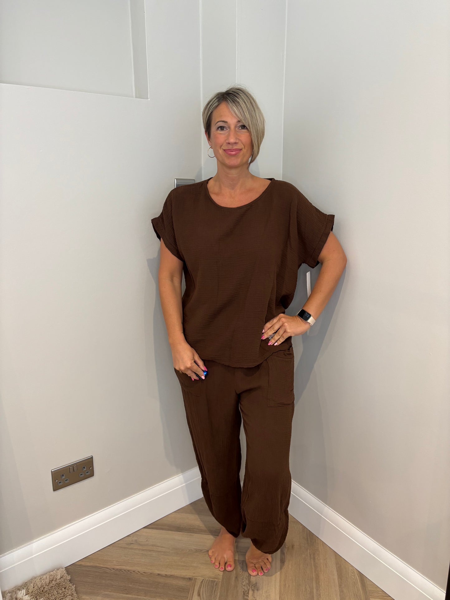 Cheesecloth Tapered Set in Brown