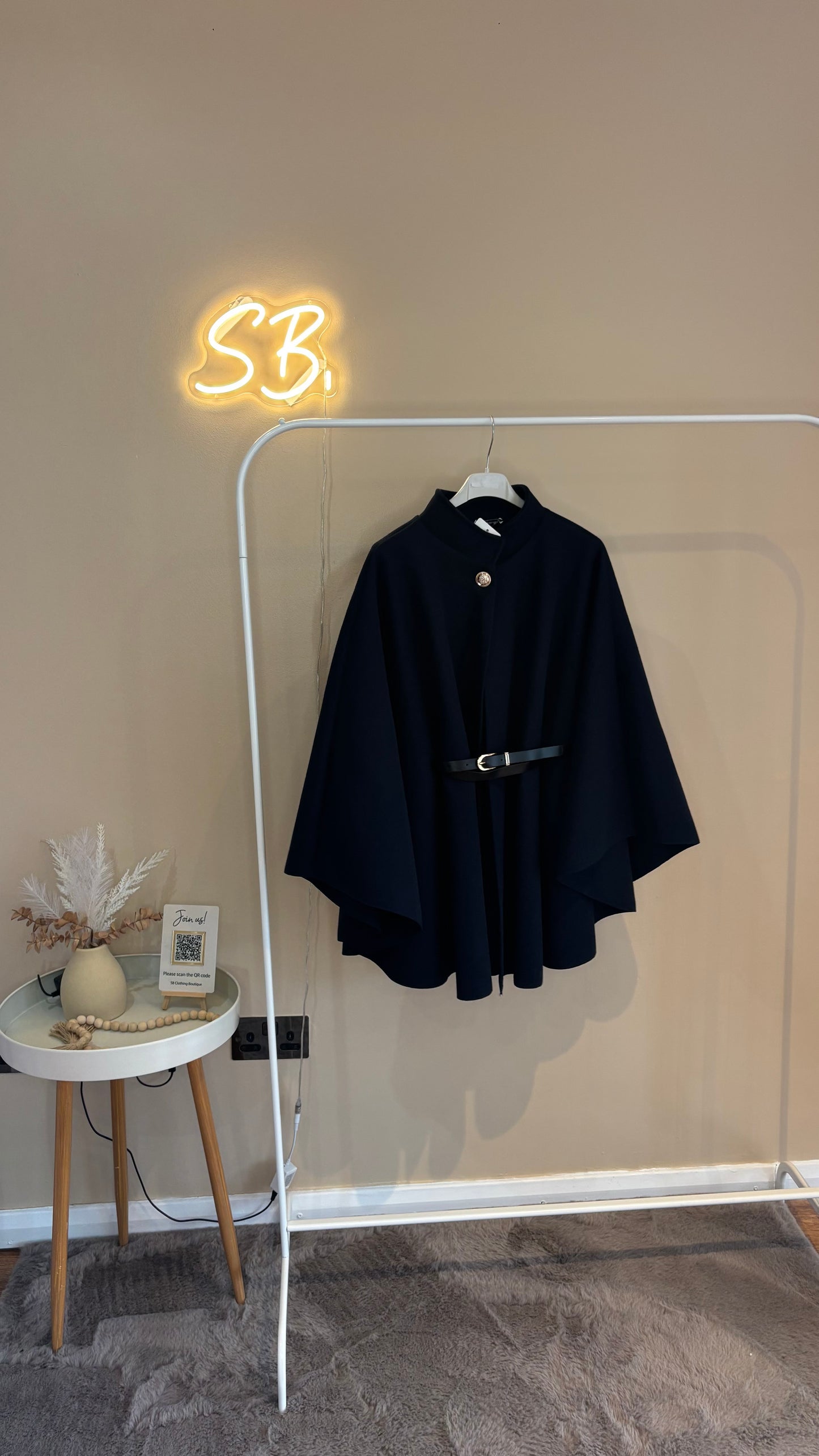 Belted Cape in Navy
