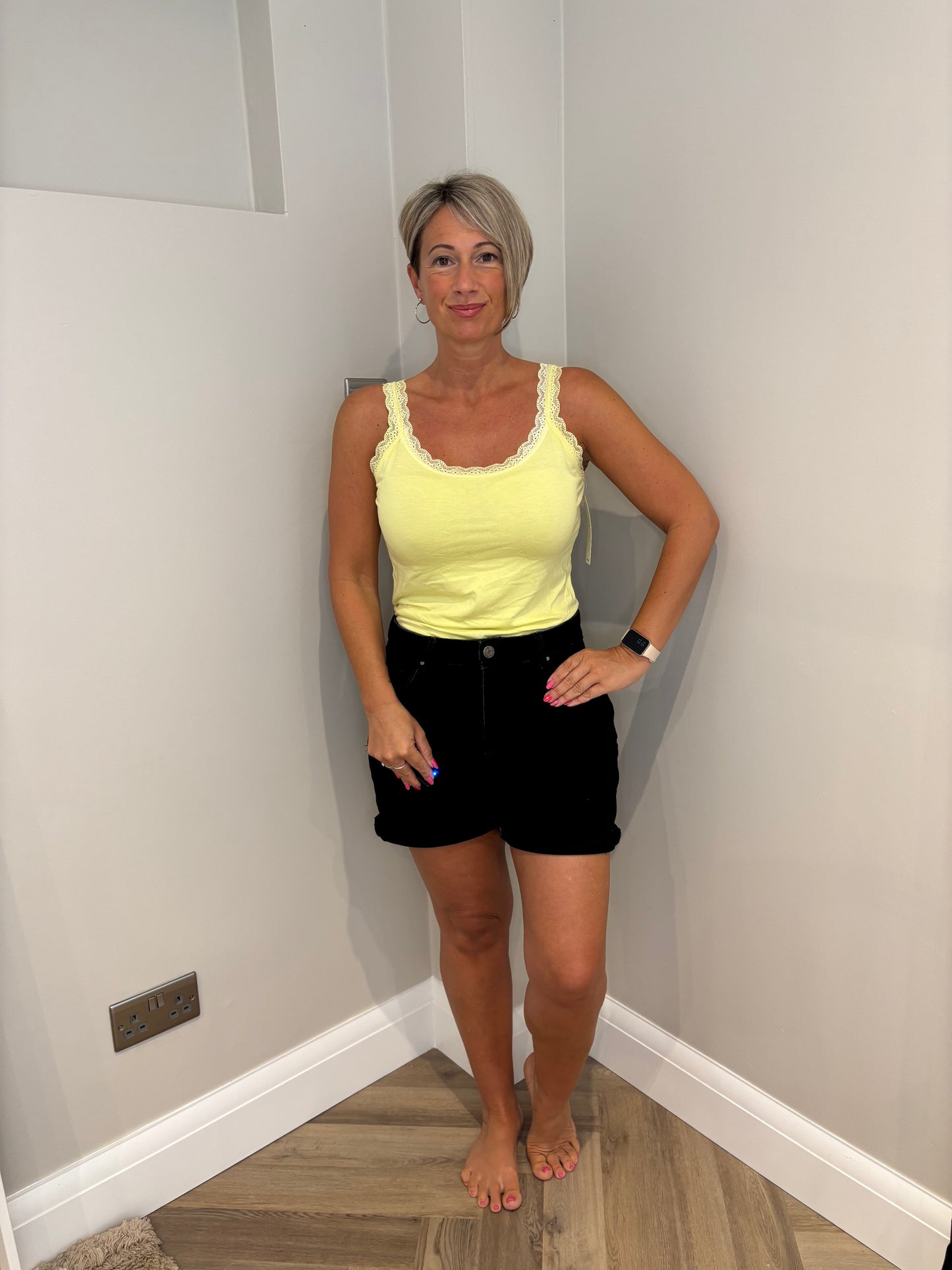 Lace Detail Vest in Yellow