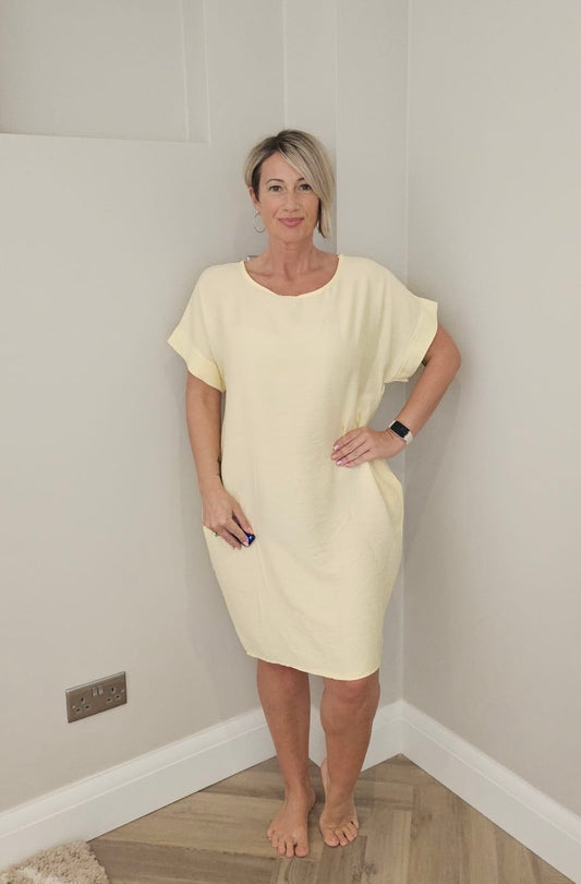 Tunic Pocket Dress in Yellow