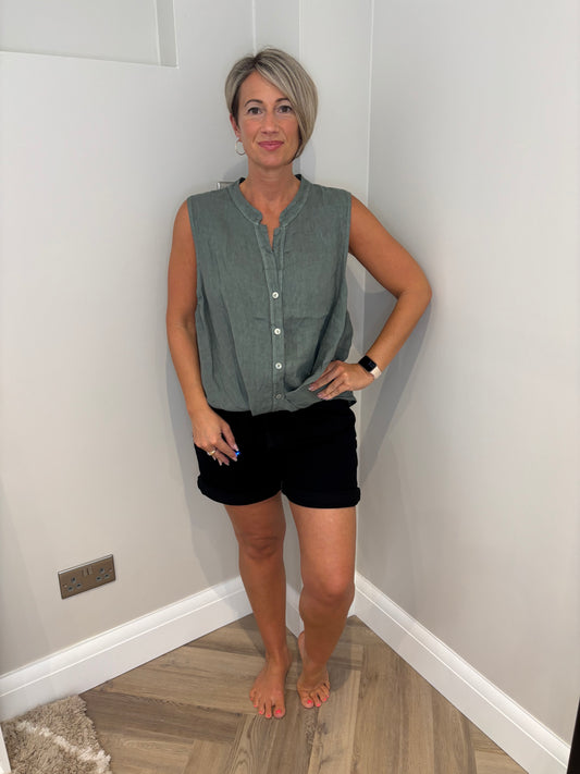 Linen Style Top in Khaki