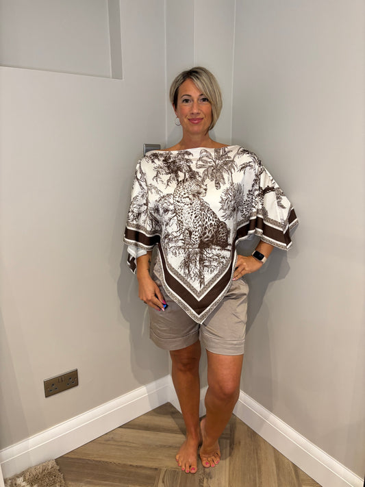 Satin Scarf Top in Brown