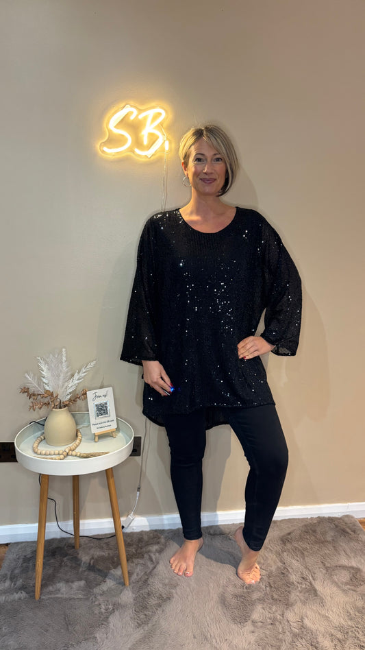 Sequin Dress/Top in Black