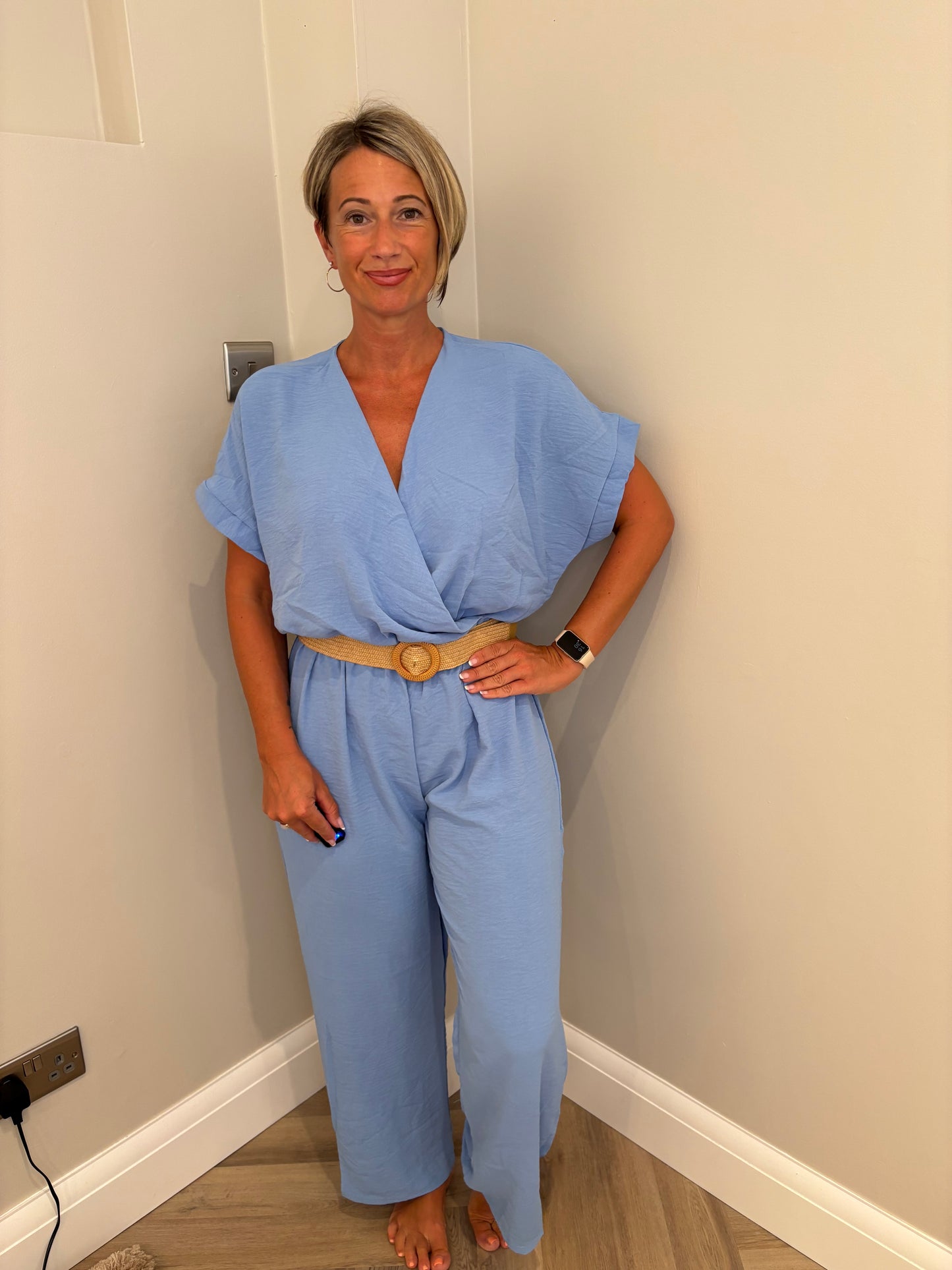 Belted Jumpsuit in Blue