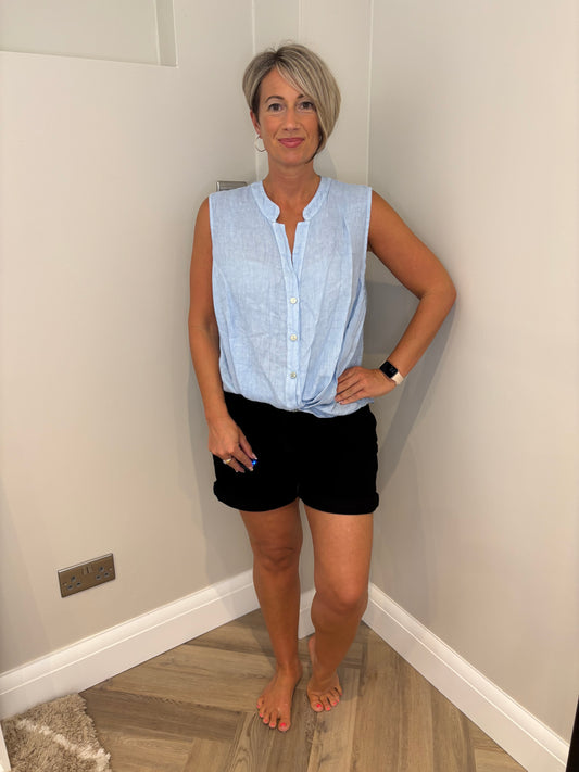 Linen Style Top in Blue