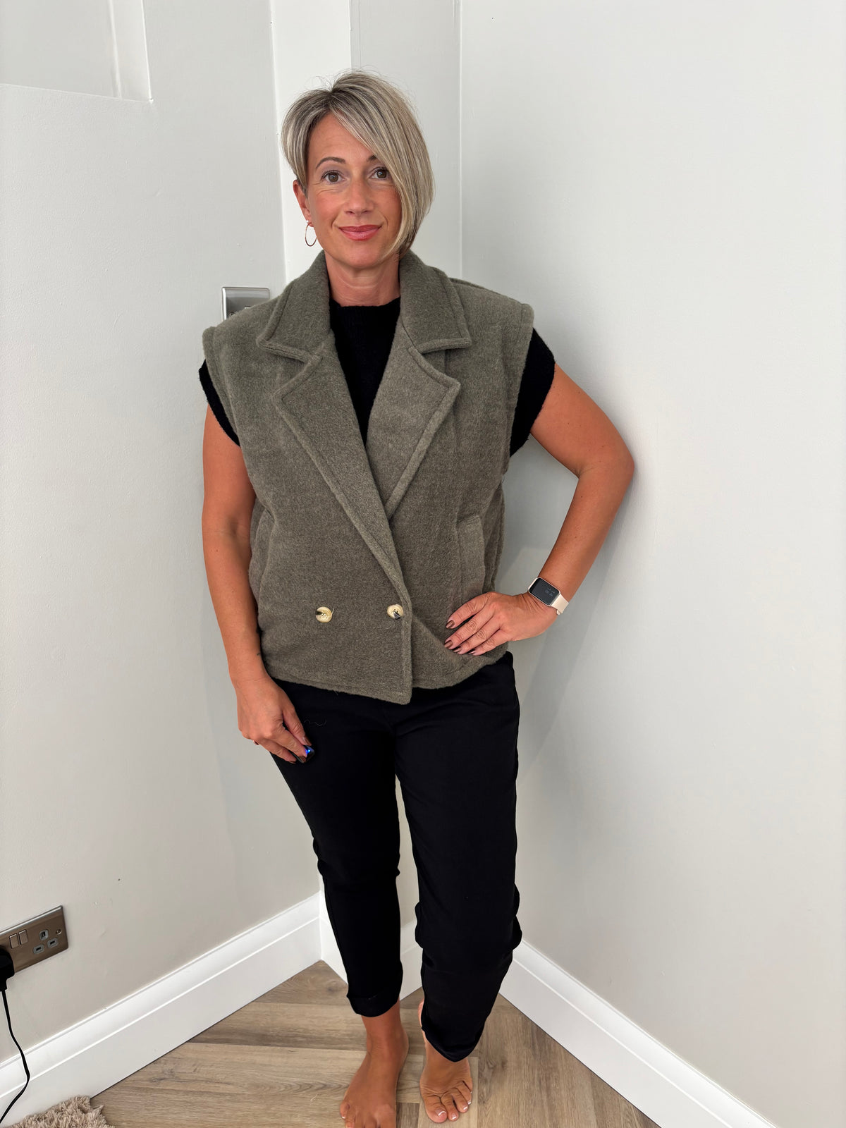 Fleece Gilet in Khaki