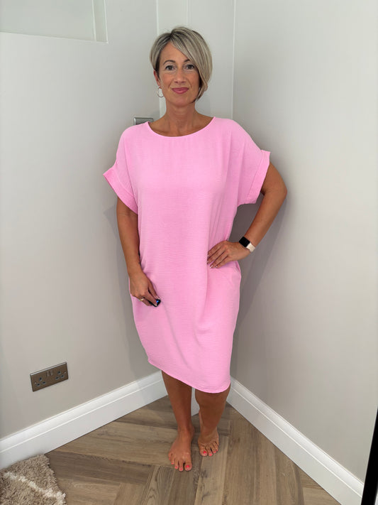 Tunic Pocket Dress in Pink