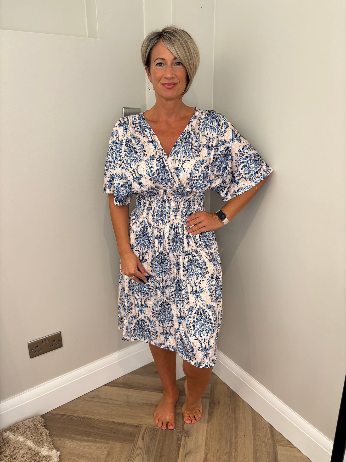 Print Slinky Dress in Blue