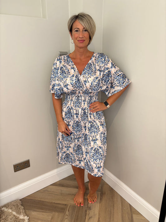 Print Slinky Dress in Blue