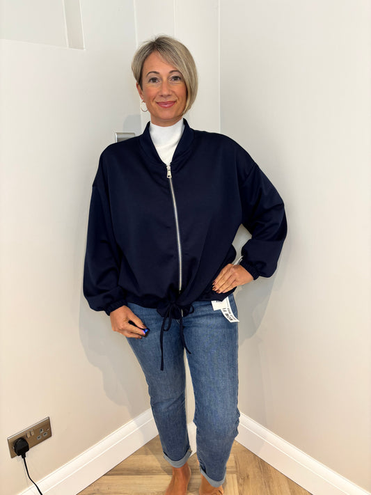 Drawstring Jersey Jacket in Navy