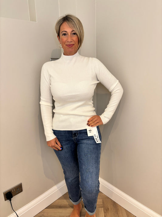 Crew Neck Soft Knit Jumper in Cream