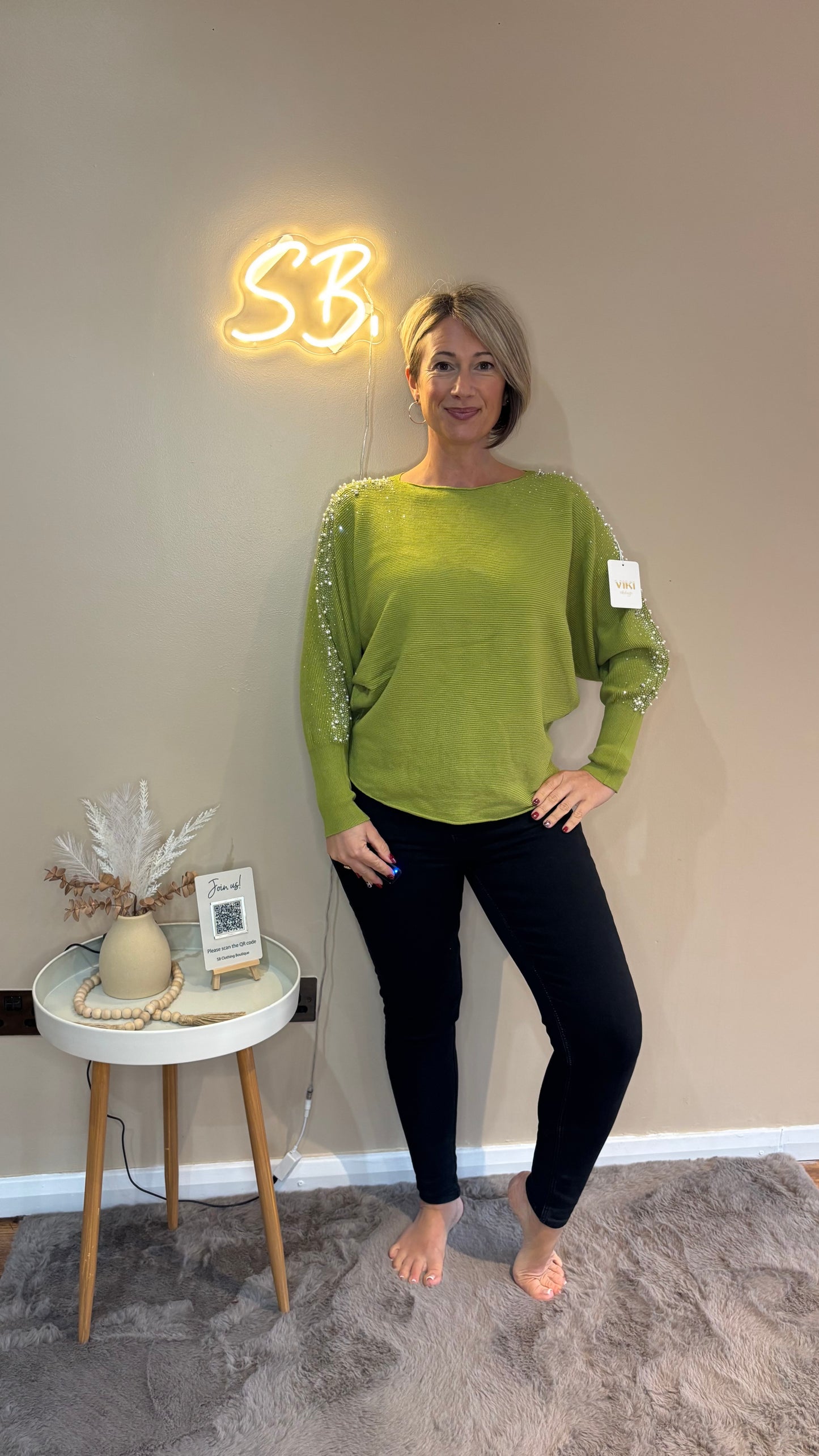 Sparkle Detail Jumper in Green