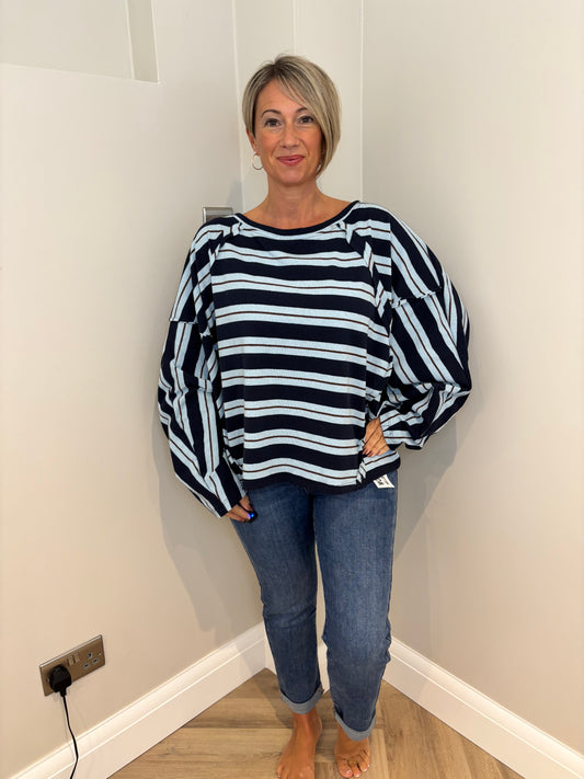 Striped Oversized Jumper in Blue