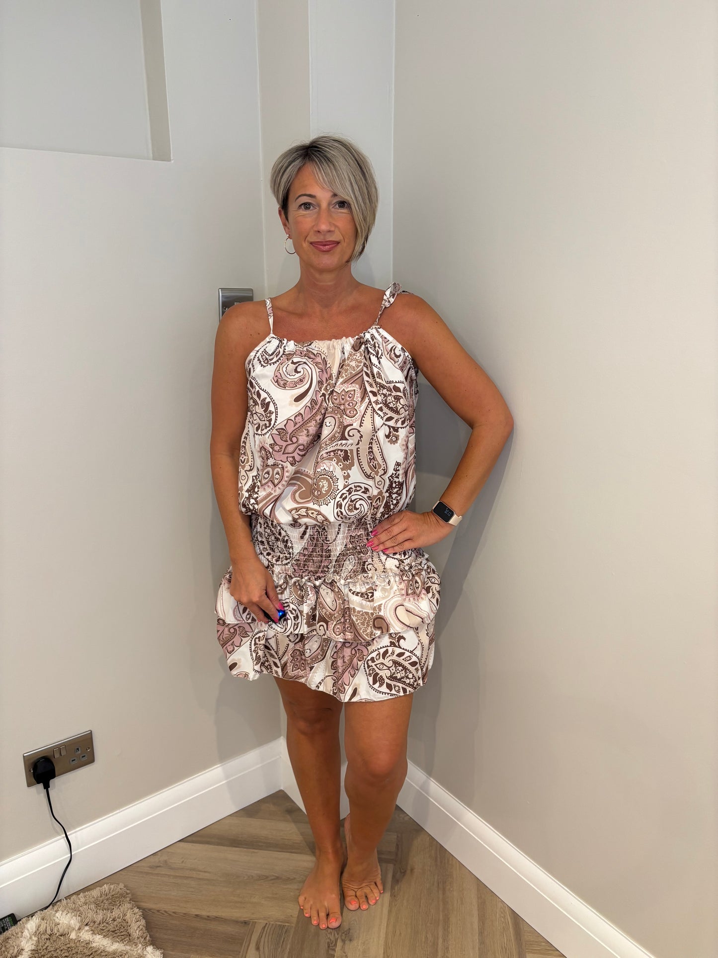 Paisley Print Top/Dress in Brown
