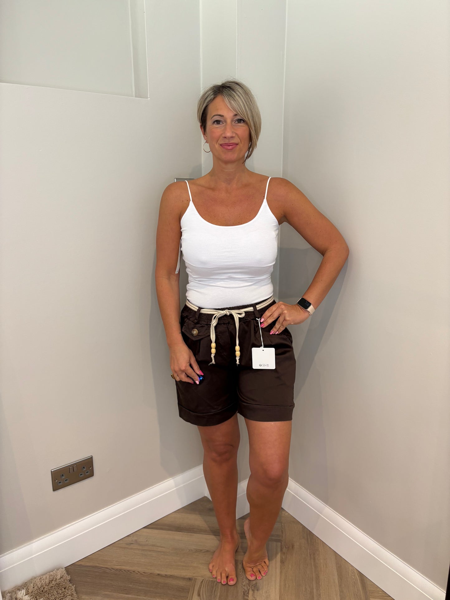 Belted Shorts in Brown