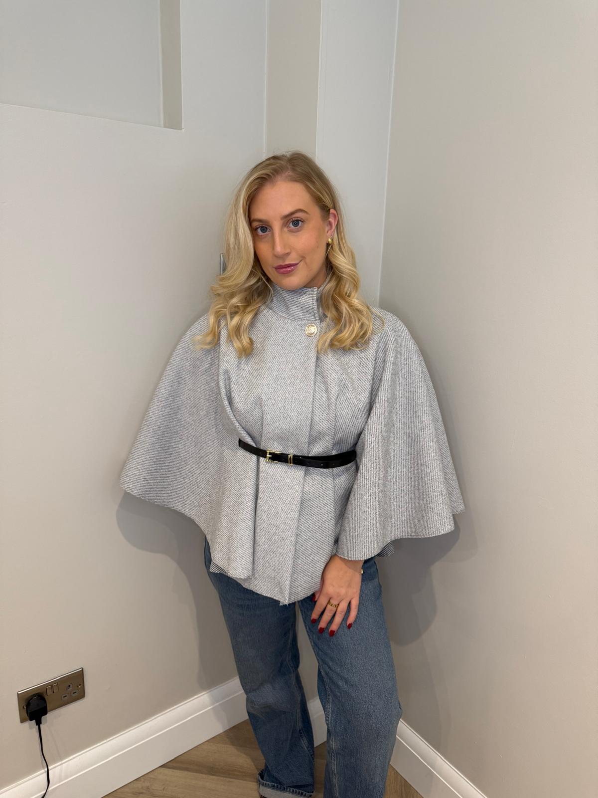 Belted Cape in Grey