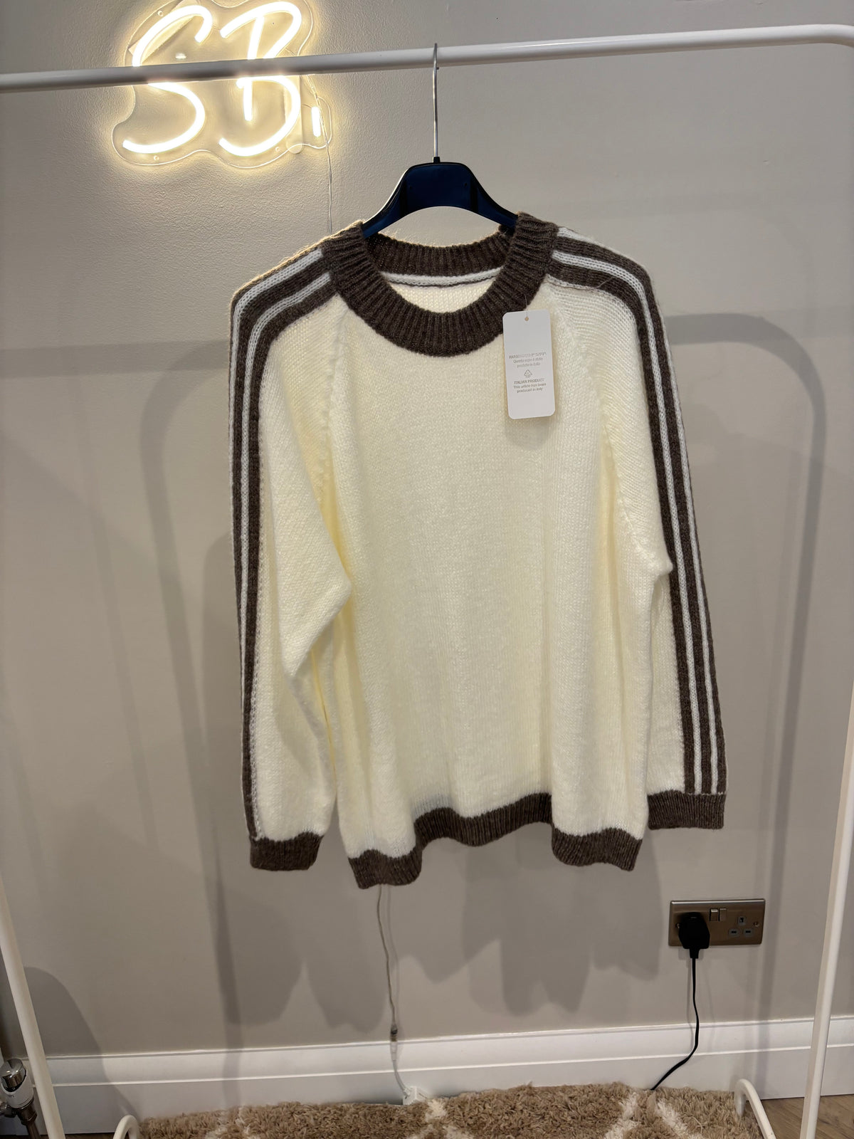 Striped Soft Knit Jumper in Cream
