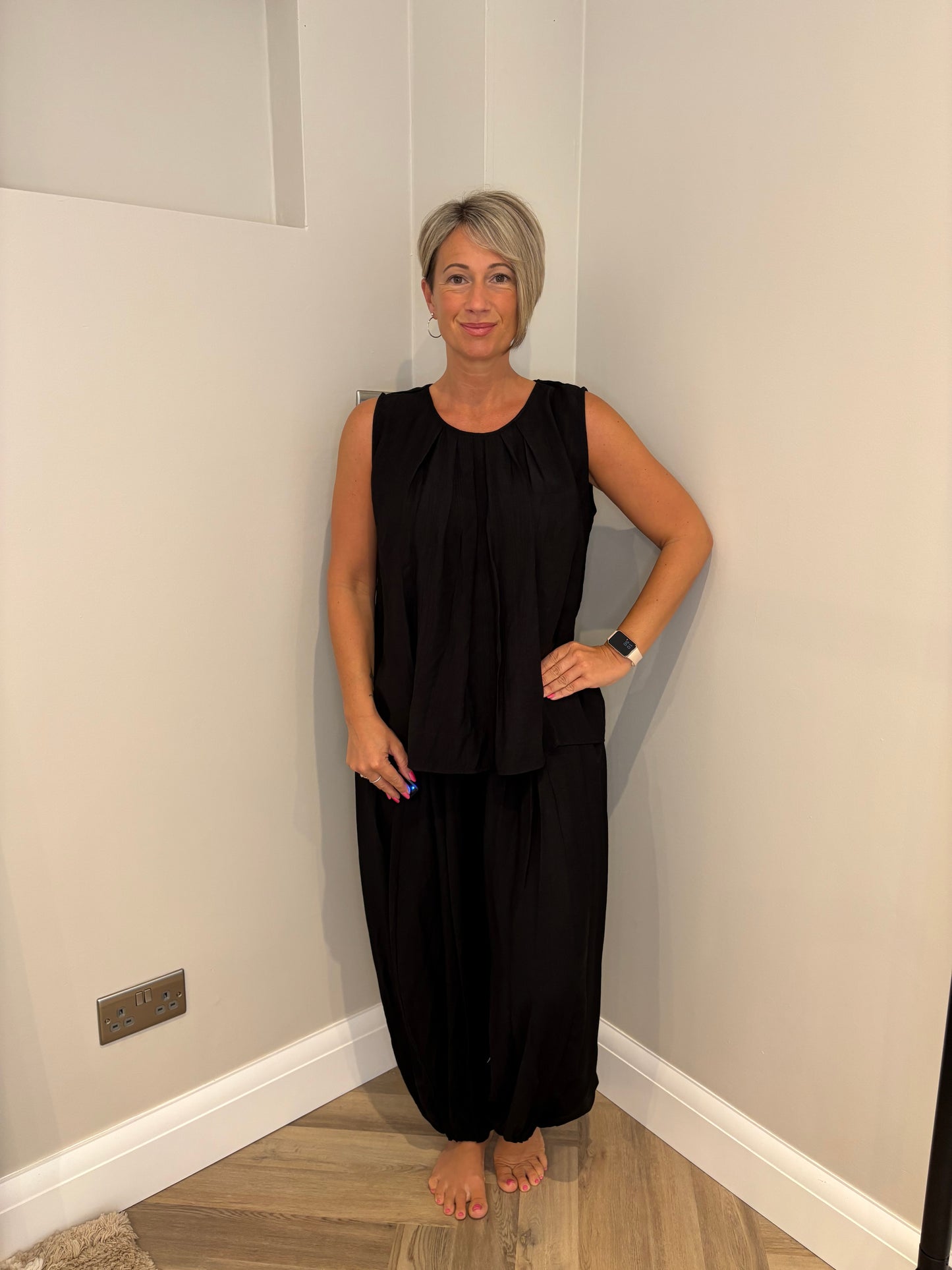 Pleated Style Loungeset in Black