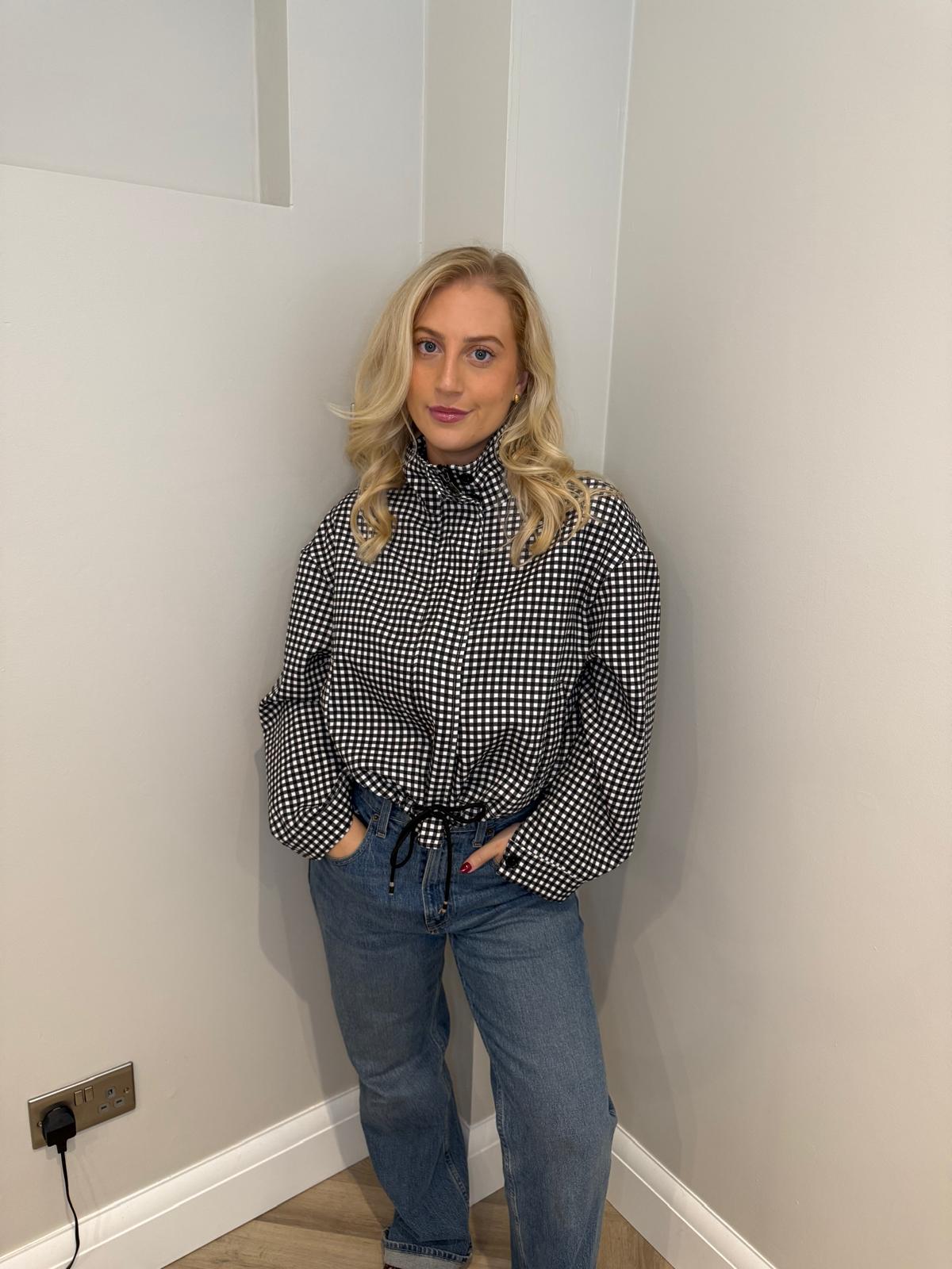 Chequered Bomber Jacket in Black