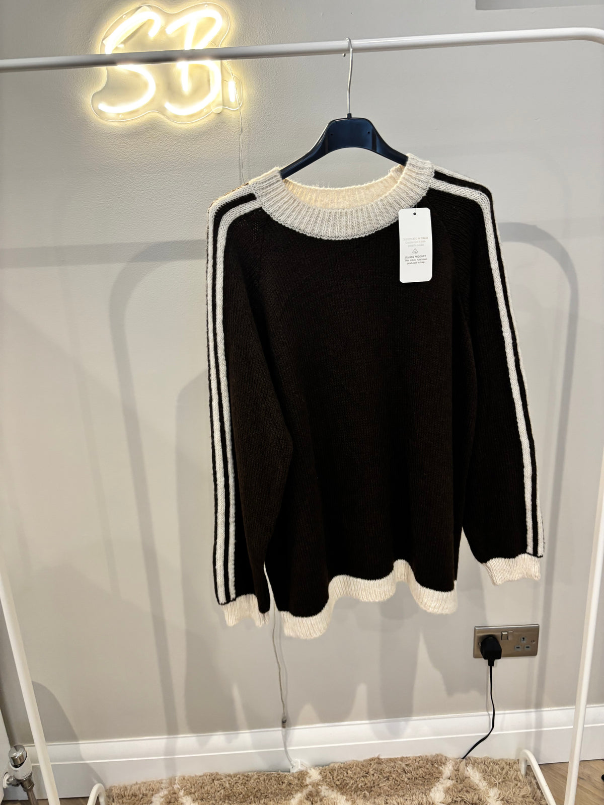 Striped Soft Knit Jumper in Brown