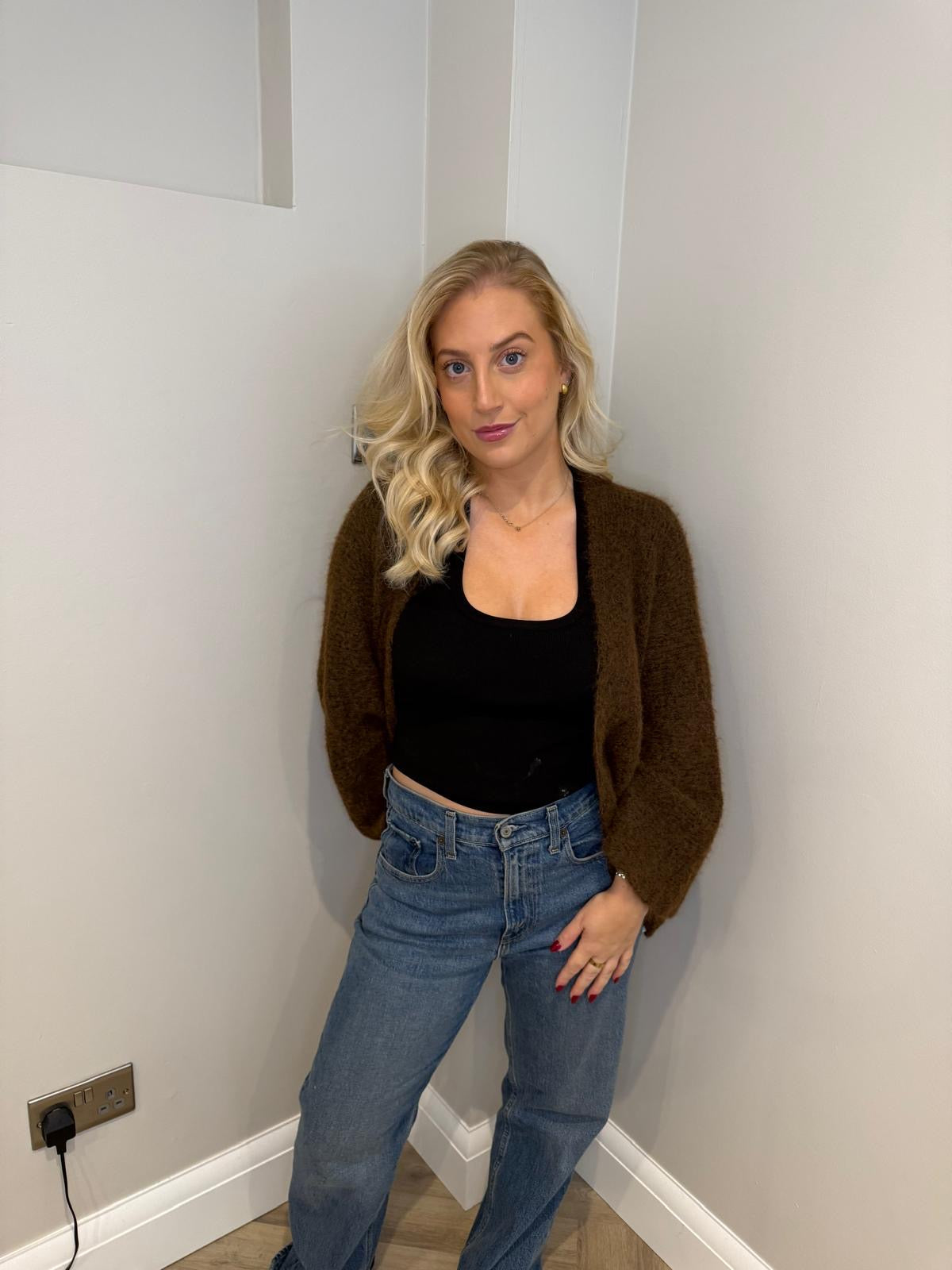 Knit Cardigan in Brown
