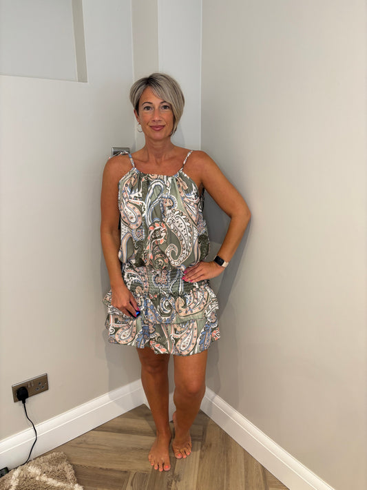 Paisley Print Top/Dress in Khaki