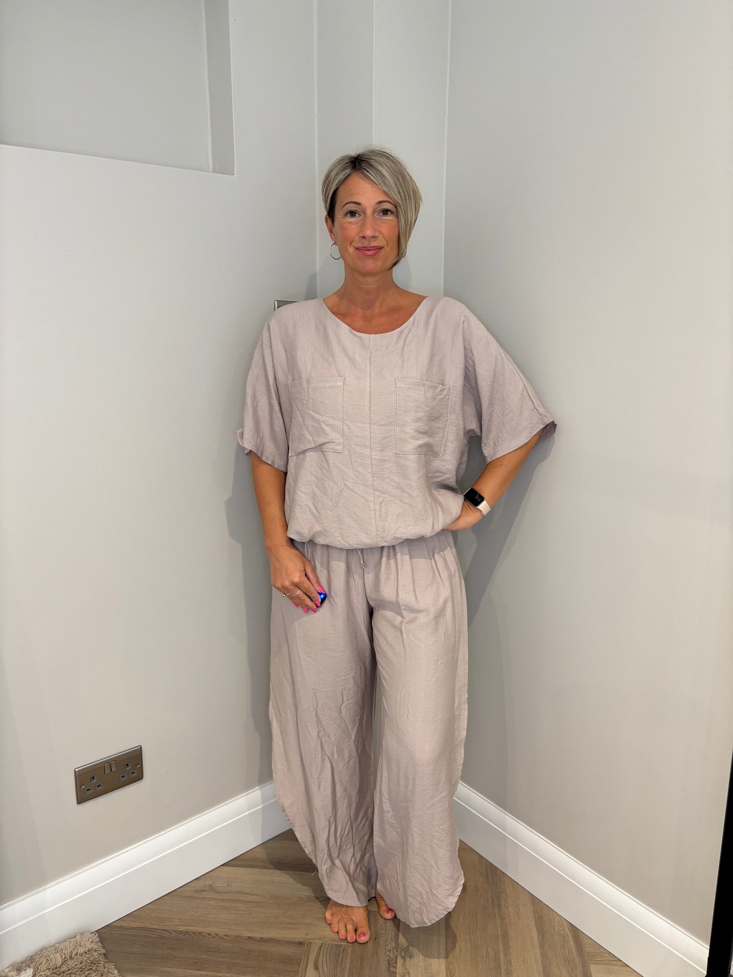 Drawstring Top Loungeset in Mocha