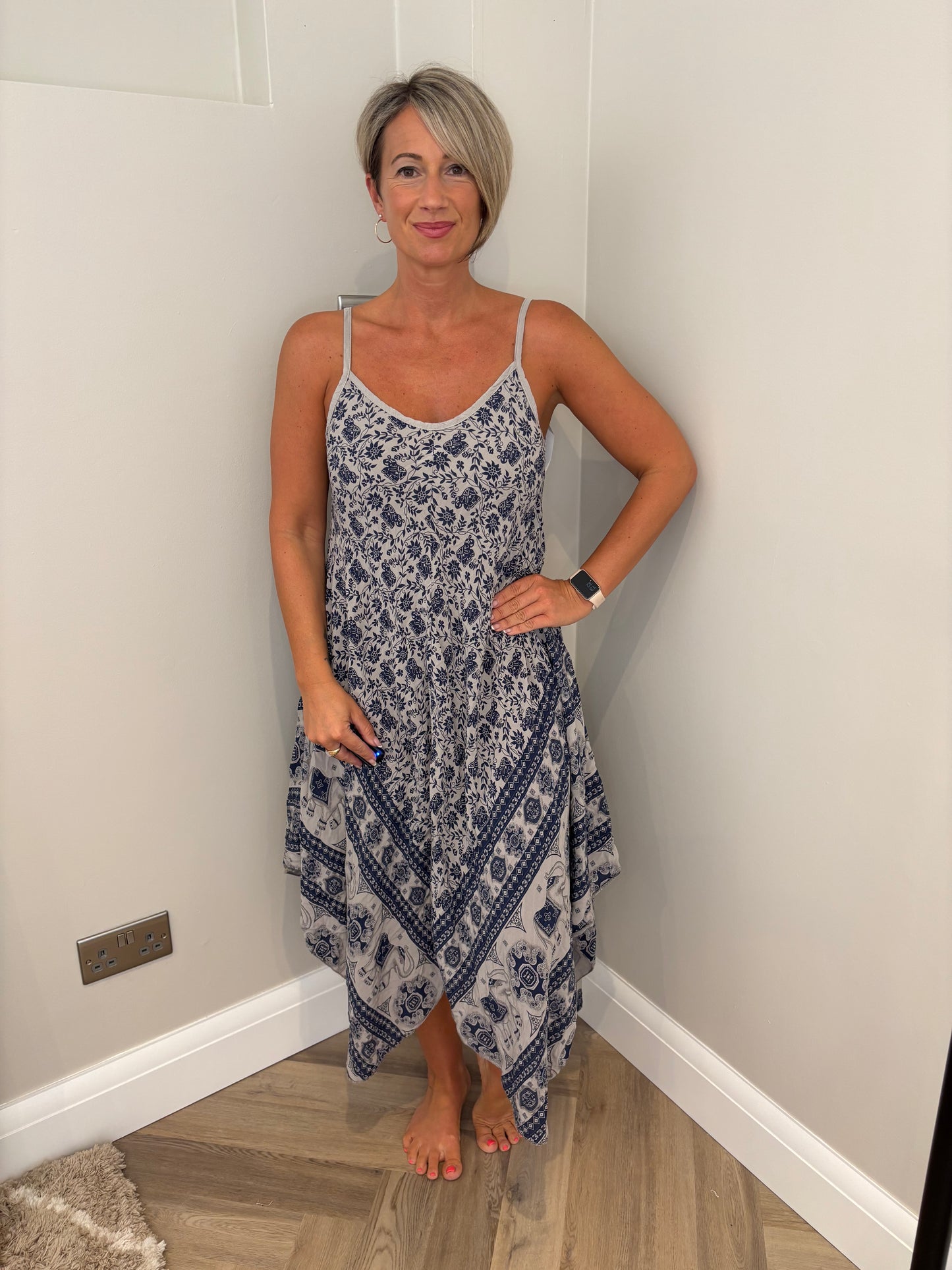 Strappy Print Jumpsuit in Navy