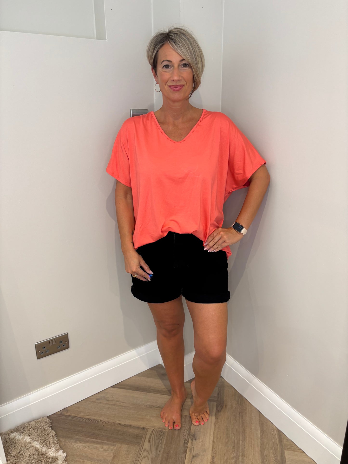 Basic Casual Tee in Coral