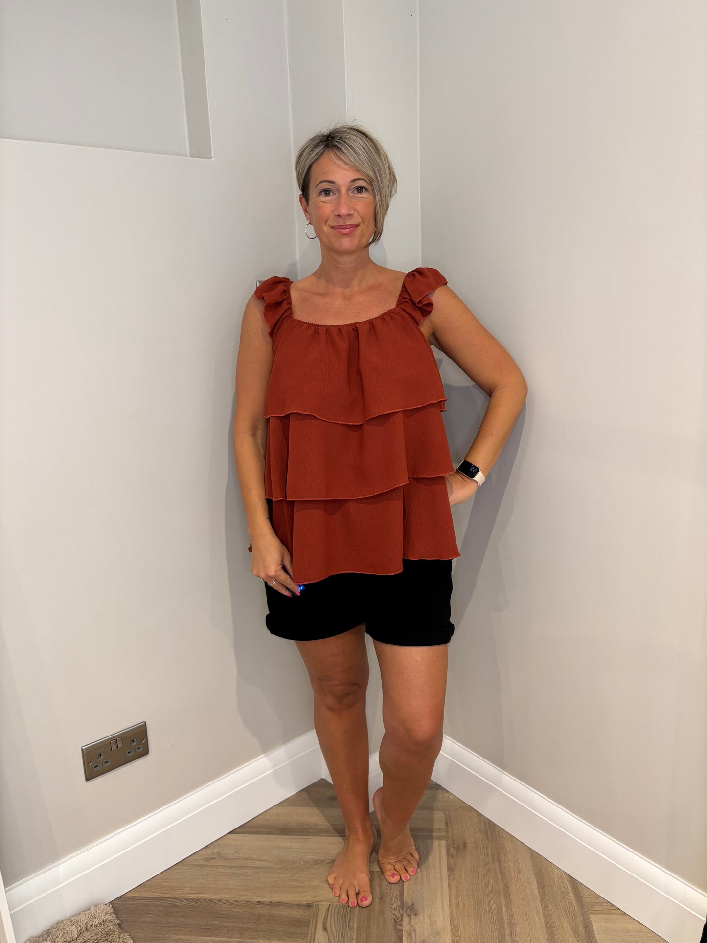 Ruffle Top in Wine