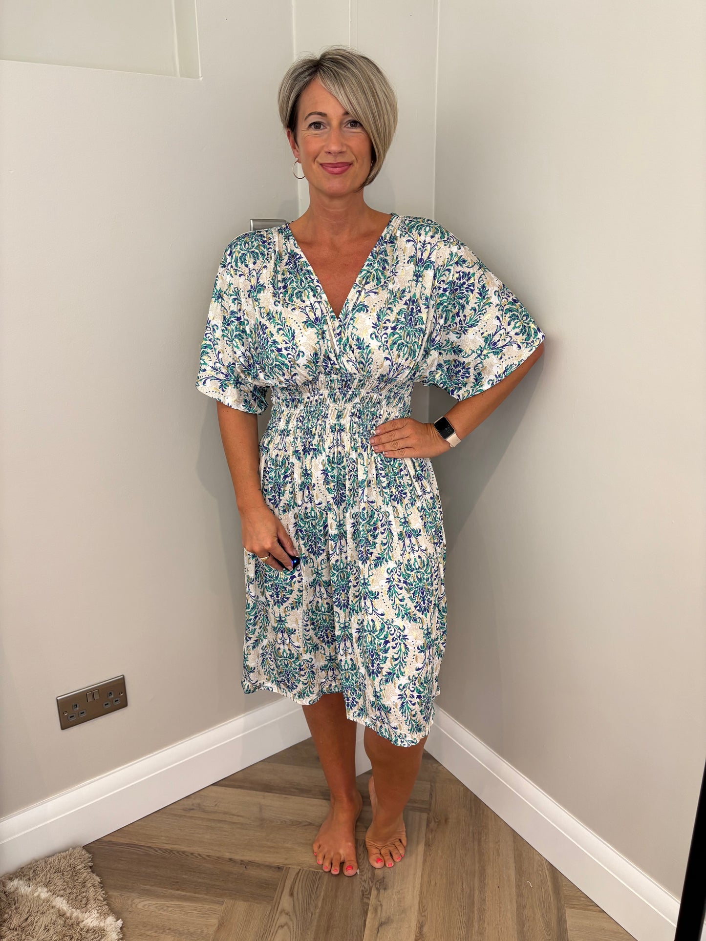 Print Slinky Dress in Green