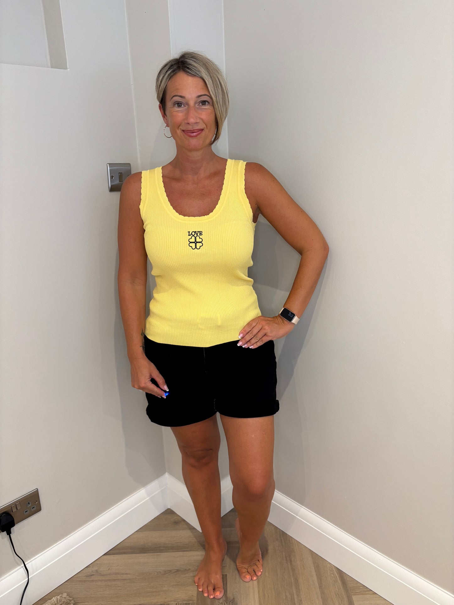 Love Ribbed Vest in Yellow