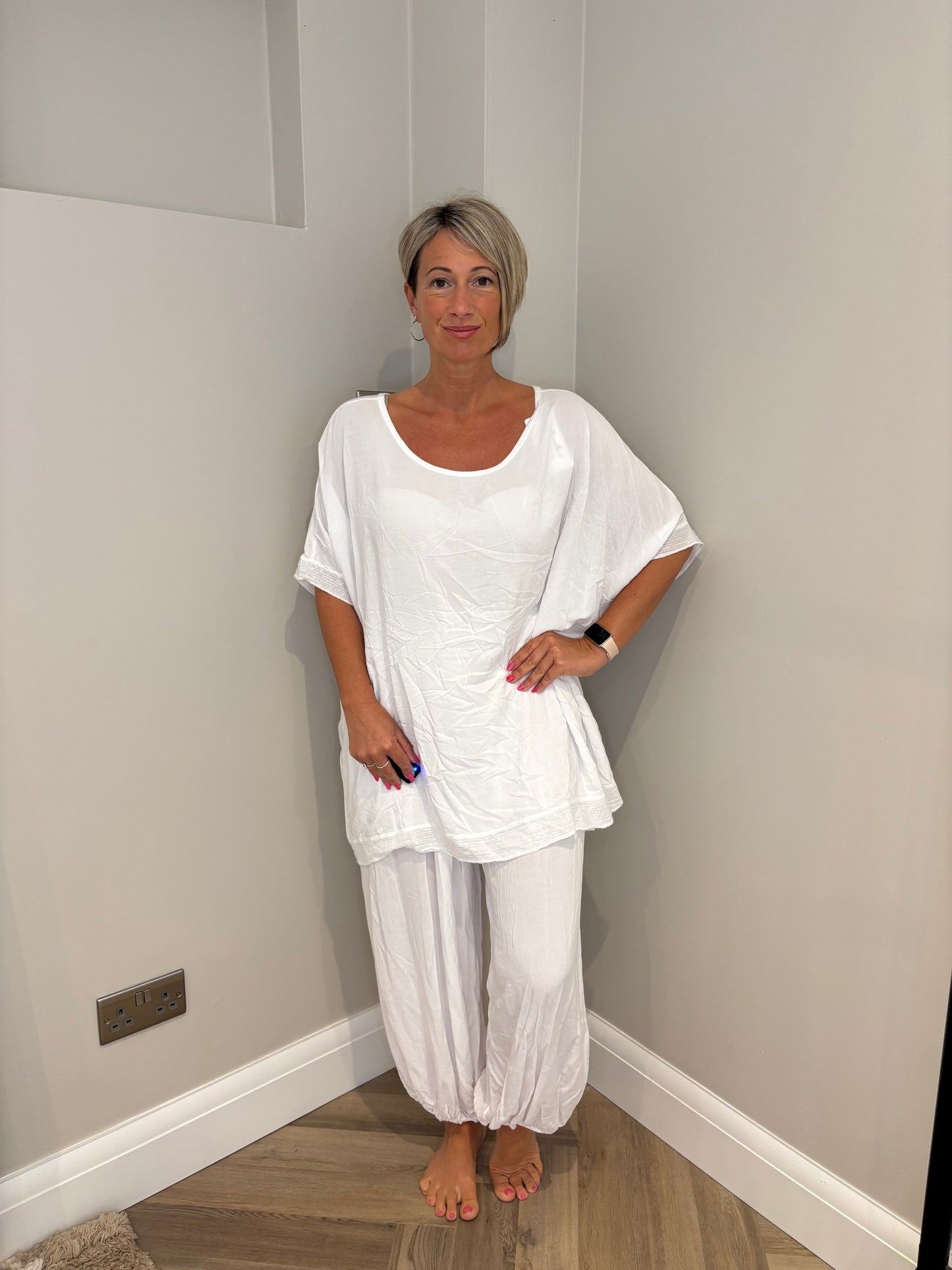 Cotton Harlem Trouser Set in White