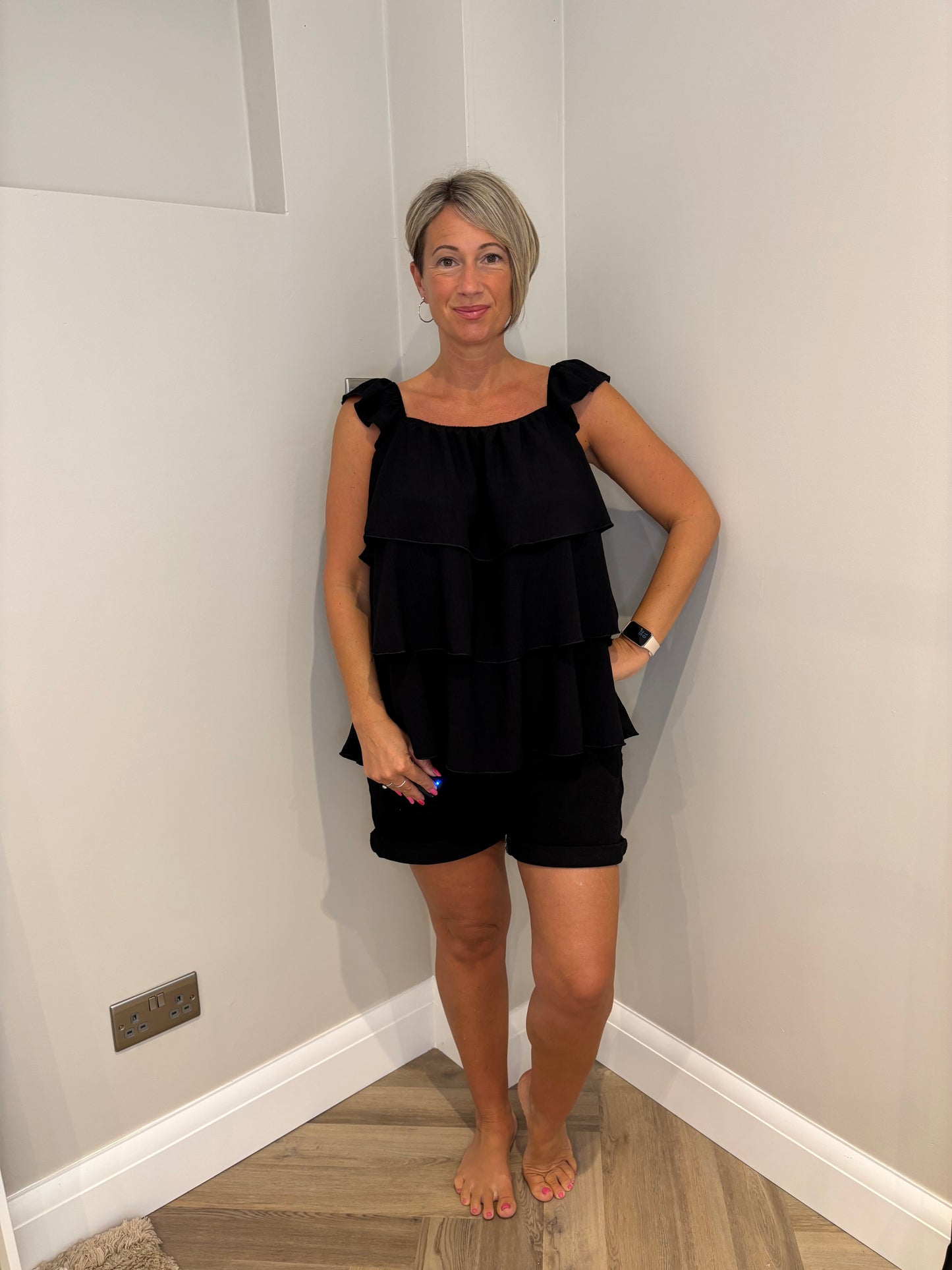 Ruffle Top in Black