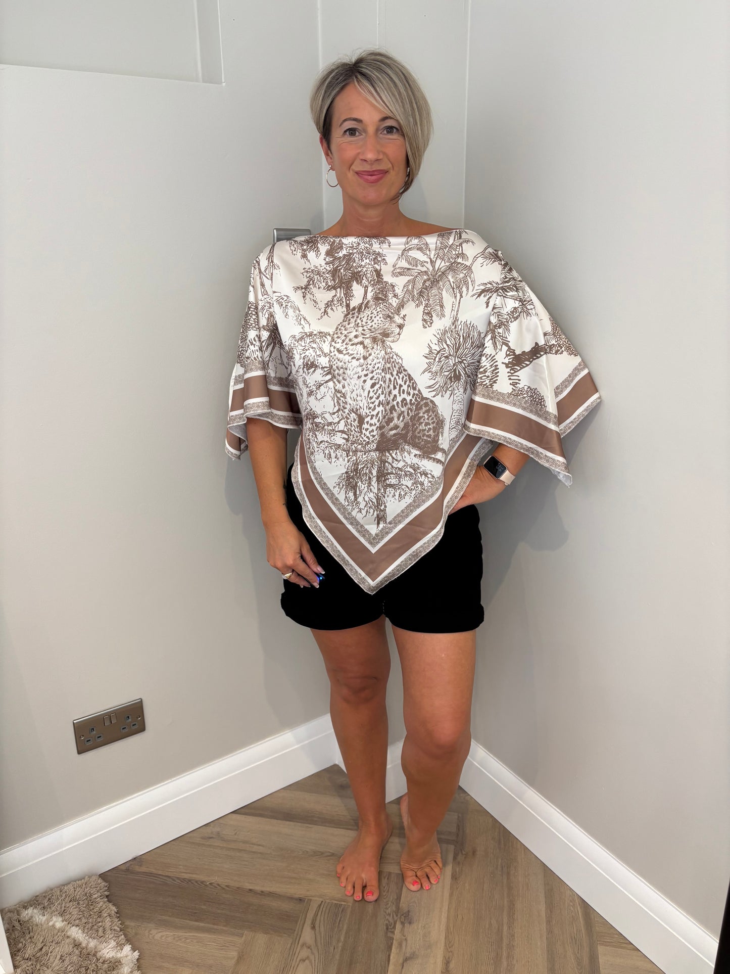 Satin Scarf Top in Beige