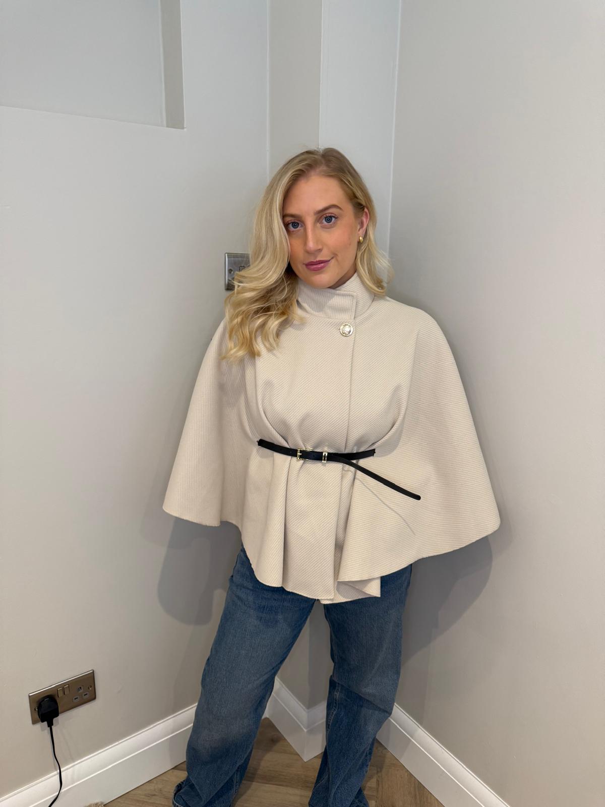 Belted Cape in Cream